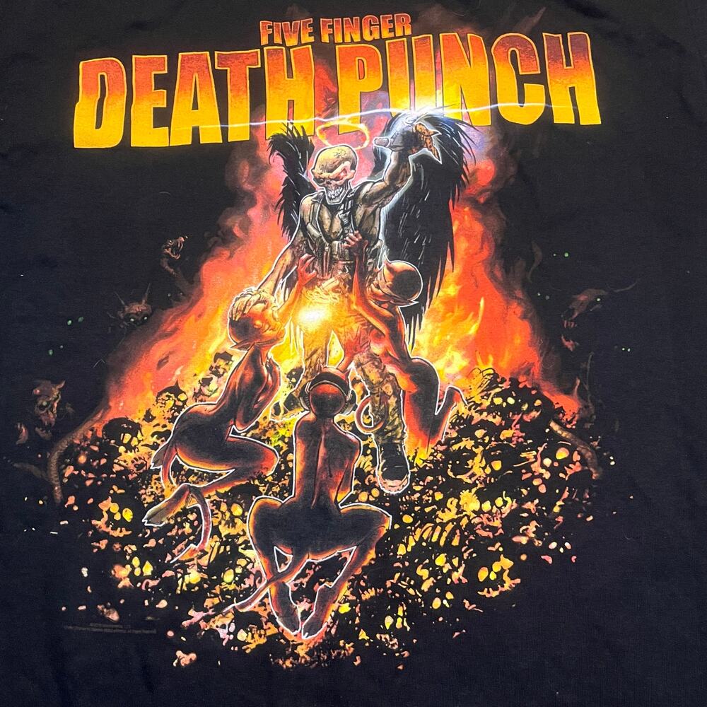 Five Finger Death Punch  Men XL Black Heavy-Metal Graphic Tee Rock Concert Merch